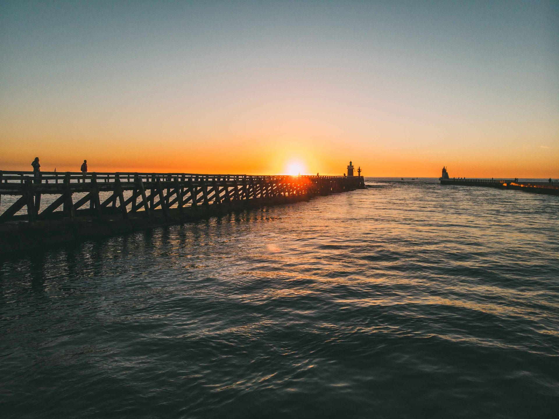 Estacade Capbreton au coucher de soleil