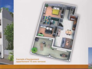 Appartement 3 pièces terrasse face océan