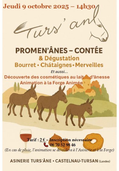 Promen&rsquo;ânes Contée et dégustation de bourret, châtaignes et merveilles