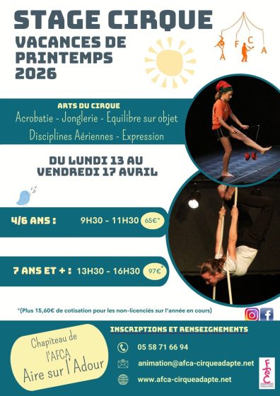 Stage de cirque vacances de printemps