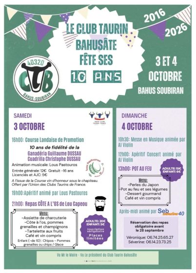 Fête du club taurin de Bahus-Soubiran