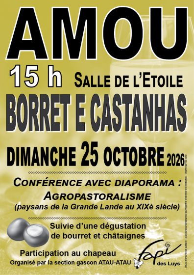 Conférence Agropastoralisme suivie d&rsquo;une dégustation Borret e castanhas